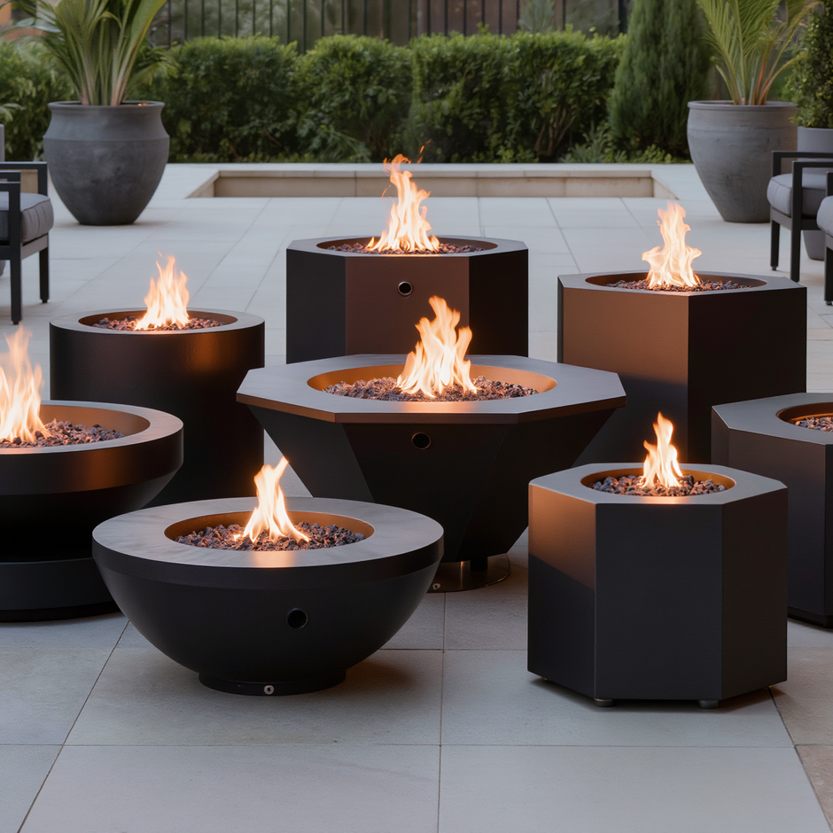 Modern Round Fire Pit Bowls Outdoor Setup