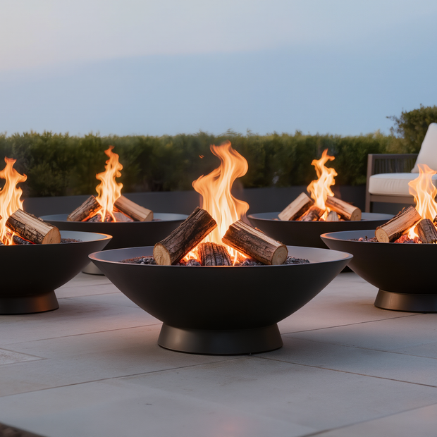 Geometric Black Fire Pits Patio Entertainment Setup - Arabion Trading LLC