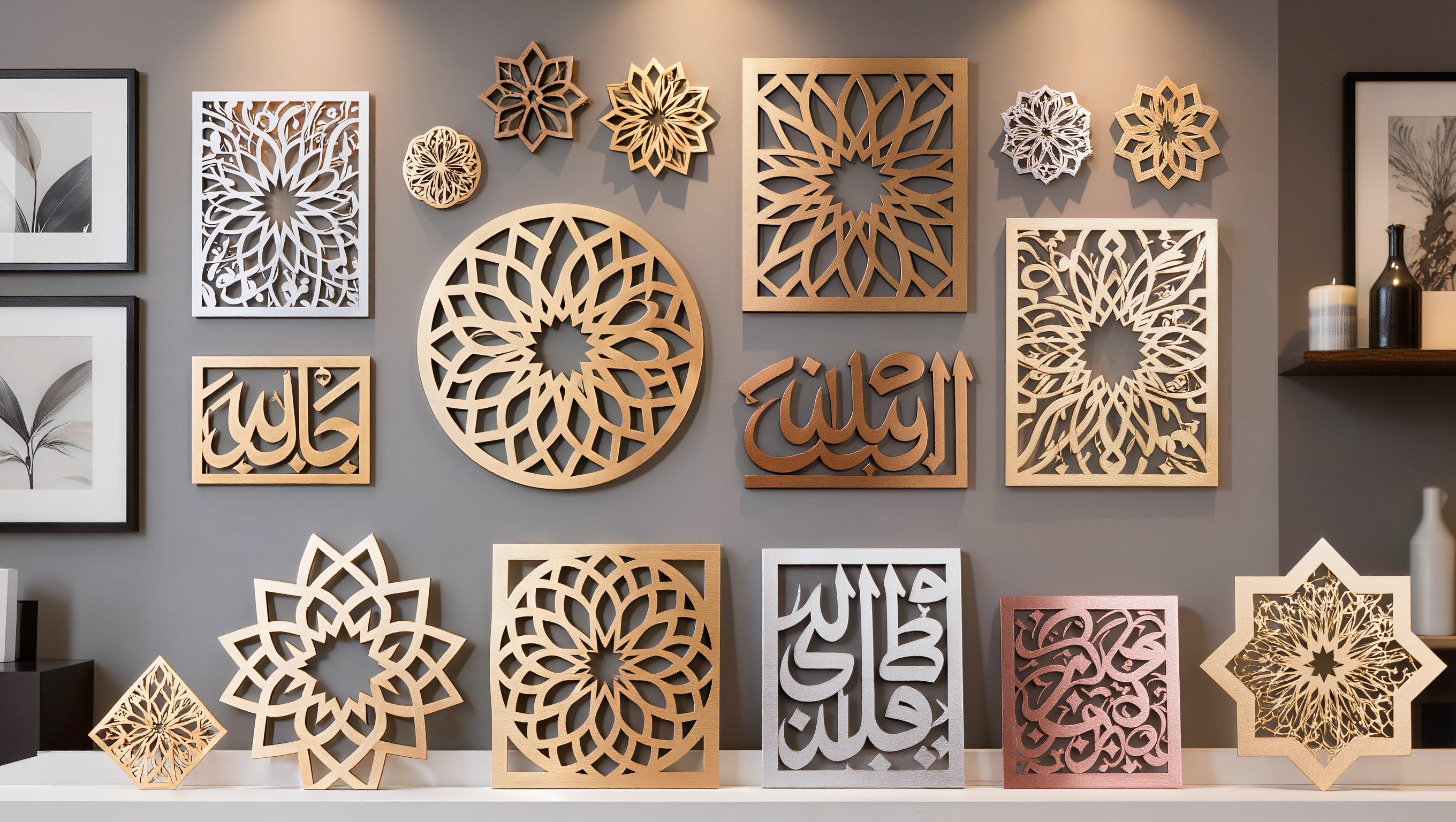 Islamic Geometric Calligraphy Metal Wall Art Collection - Arabion Trading LLC