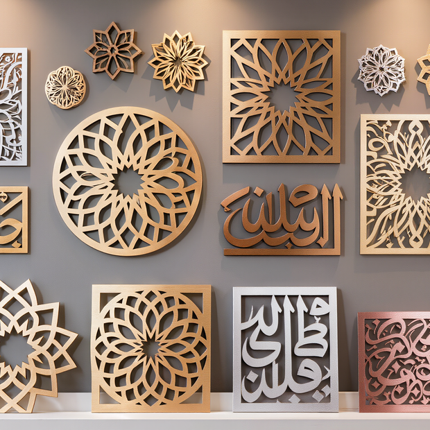 Islamic Geometric Calligraphy Metal Wall Art Collection - Arabion Trading LLC