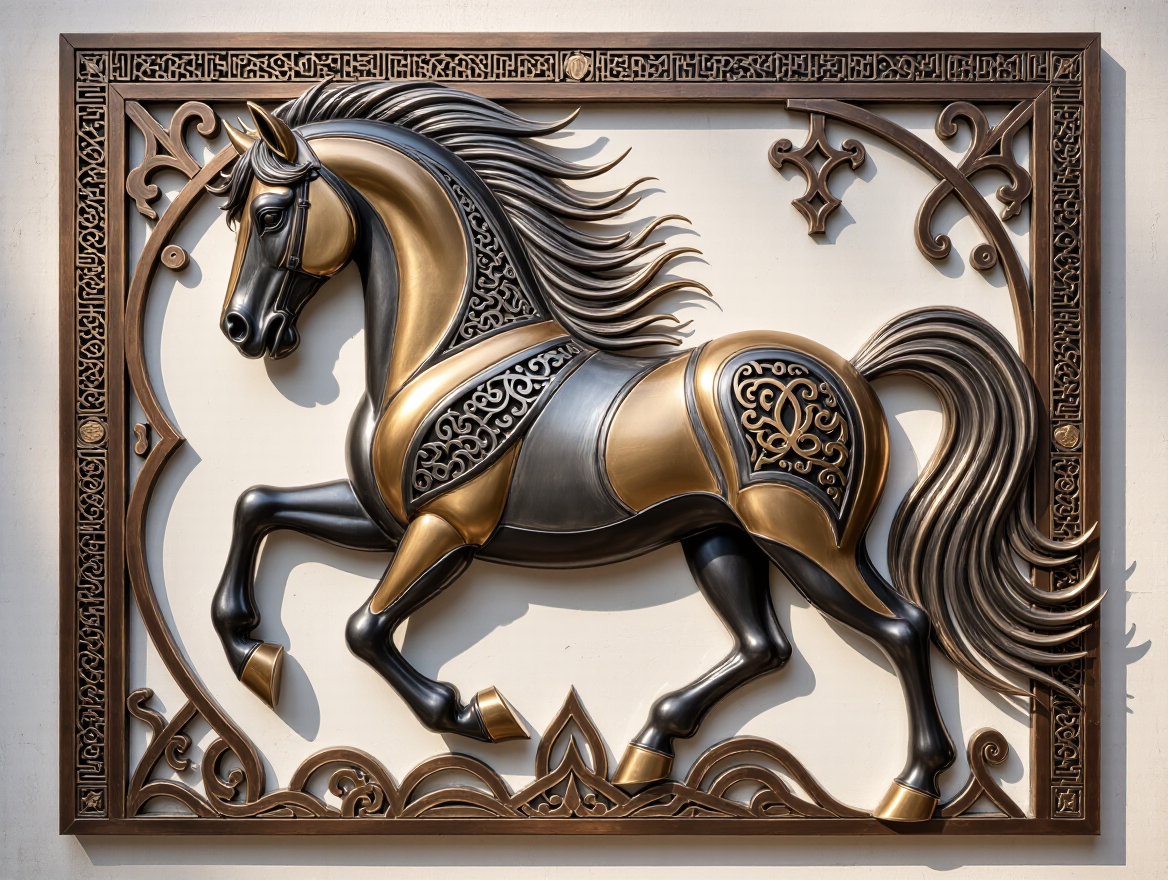 Regal Framed Horse Arabic Calligraphy Metal Art - Arabion Trading LLC
