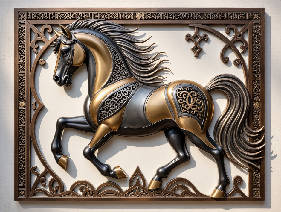 Regal Framed Horse Arabic Calligraphy Metal Art - Arabion Trading LLC