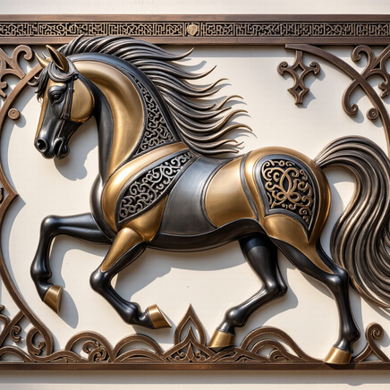 Regal Framed Horse Arabic Calligraphy Metal Art - Arabion Trading LLC