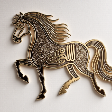 Majestic Horse Gold Calligraphy Wall Decor - Arabion Trading LLC