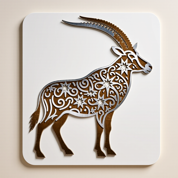 Ornate 3D Oryx Arabic Filigree Metal Wall Art - Arabion Trading LLC
