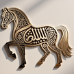 Golden Horse Arabic Calligraphy Wall Sculpture