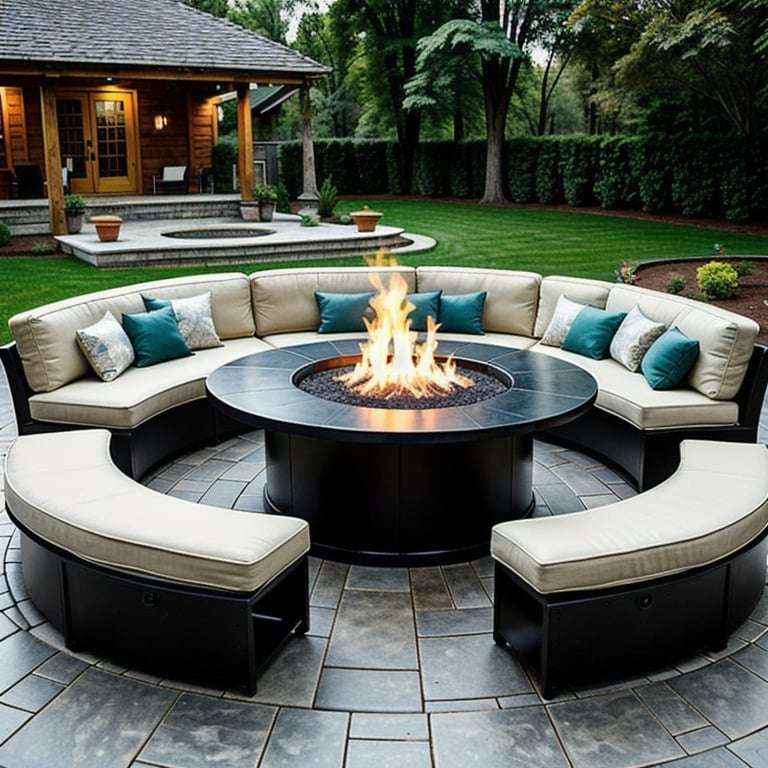 Geometric Black Fire Pits Patio Entertainment Setup